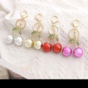 Metallic Small Cherry Bag Charm/ Keychain New, 4 Color Option, Price Is For 1